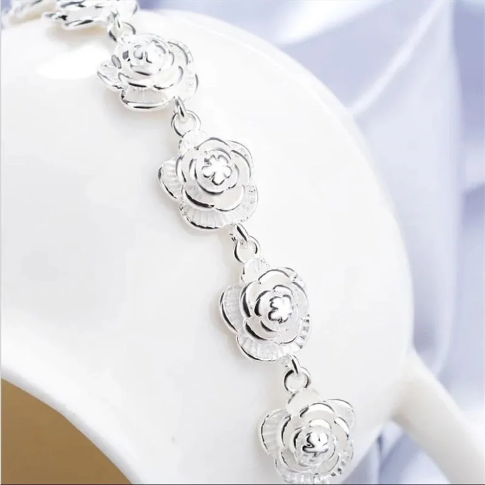 Sterling Silver Rose Bracelet - Picture 2 of 2